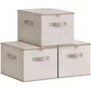SONGMICS Aufbewahrungsboxen 3er-Set, 40x30x25 cm, sandbeige, faltbar, ...