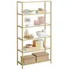 Vasagle, Badezimmerregal, Badregal 6 Ablagen Glas Metall Gold Badezimm...