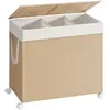 Songmics, Wäschekorb, Wäschekorb Rattan-Optik 3 Fächer (140 l)