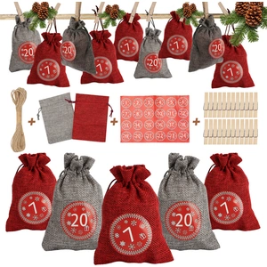 Yakimz 24 Adventskalender zum Befüllen, Adventskalender Stoffbeutel Sä...
