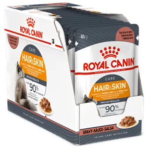 Royal Canin Hair & Skin in Sauce 85 g - 12 Stück, Nassfutter für: Katz...