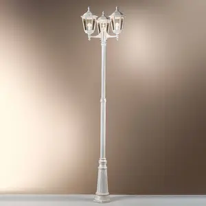 Mastleuchte Puchberg 3-flg., 255 cm, weiß-gold