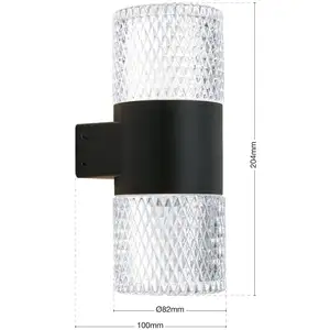 LED-Außenwandlampe Monido, schwarz, Höhe 20,4 cm, Alu, 2-flg