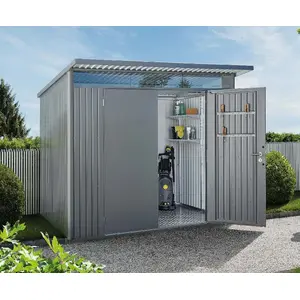Biohort AvantGarde, Metallschuppen, Doppel, Schuppendach, Dunkelgrau Metallic, Stahl, Dunkelgrau Metallic günstig