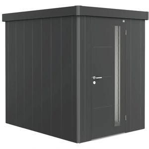 Biohort Neo, Metall-Holz-Schuppen, Einzelbild, Flachdach, Dunkelgrau Metallic, Sperrholz, Dunkelgrau Metallic günstig