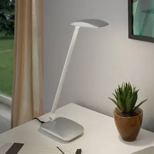 EGLO Silberne LED-Schreibtischleuchte Cajero m. Dimmer günstig