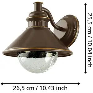 Außenwandleuchte Albacete, braun/kupfer, Ø 26 cm, Metall