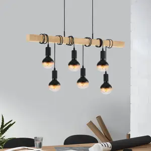 EGLO Pendellampe Townshend mit Holz, sechsflammig günstig