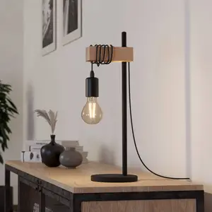 EGLO Tischleuchte Townshend schwarz/Holz hell günstig