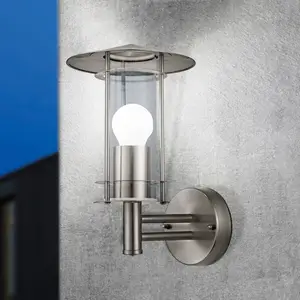 Außenwandlampe Lisio, edelstahlfarben, Höhe 30 cm, Edelstahl