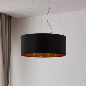 Textil-Hängeleuchte Lecio, 53 cm, schwarz