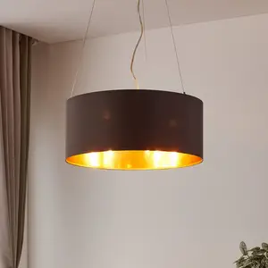 Textil-Hängeleuchte Maserlo, cappuccino, 53 cm