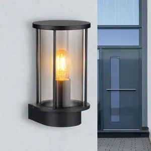 Außenwandleuchte Gracey, schwarz, Edelstahl, IP54, E27