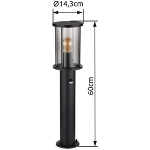 Wegeleuchte Gracey, schwarz, Sensor, 60 cm, IP54, E27