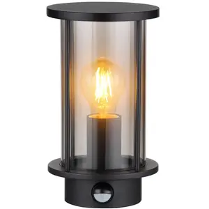 GLOBO Außenwandleuchte Gracey, Sensor, schwarz, IP54, E27