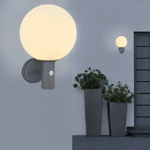 Außenwandlampe Ossy, anthrazit/weiß, Sensor, IP44, E27