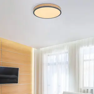 GLOBO LED-Deckenlampe Doro, Ø 45 cm, grafit/holz dunkel, Holz, CCT günstig