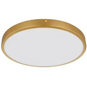 LED Deckenleuchte, Metall, Messing, warmweiß, D 35 cm