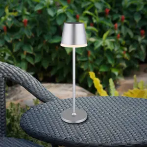 LED-Solarleuchte Metall, silberfarben, Höhe 41 cm, IP44