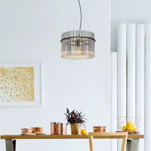 GLOBO Hängelampe Gorley, rauchgrau/schwarz, Ø 40 cm, Glas, E27 günstig