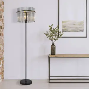 GLOBO Stehleuchte Gorley, Höhe 152 cm, rauchgrau, Glas/Metall günstig