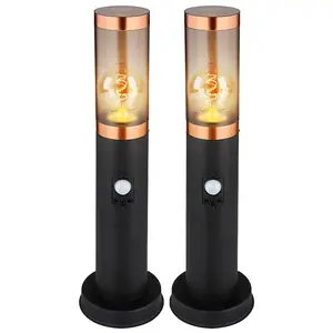 2er RGB LED Sockelleuchte, Bewegungsmelder, dimmbar, H 45 cm
