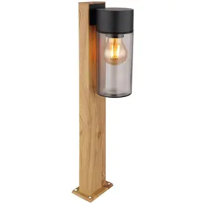Außenleuchte, Wegelampe, Edelstahl, Holzoptik, IP44, H 50 cm