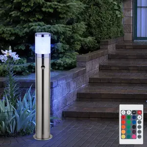 RGB LED Stehleuchte, Bewegungsmelder, Edelstahl, H 80 cm