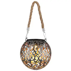 LED Solarleuchte, Metall, Kupfer, Hängeleuchte, H 26 cm