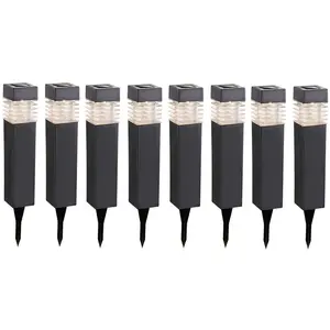 LED Solarlampen, IP44, grau, H 38,5cm, 8er Set