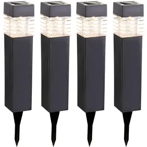 LED Solarlampen, IP44, grau, H 38,5cm, 4er Set
