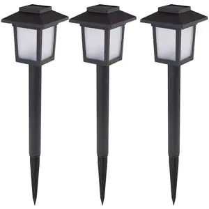3er Set LED Solarlampen, Laternen Design, Feuereffekt, H 37 cm