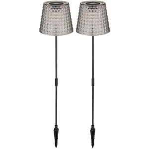 2er Set LED Solarlampe, Kunststoff rauch, Erdspieß, H 60cm