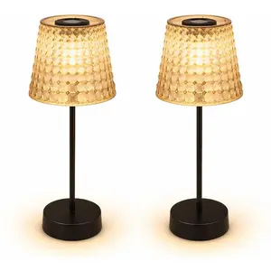 2er Set LED Solarleuchte, Tischleuchte, rauchfarben, H 29 cm