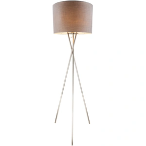 Globo Lighting Stehleuchte Metall Nickel matt, Kunststoff, Textil grau, Fußtrittschalter im Kabel, ø: 620mm, H: 1600mm, Kabellänge 1800mm, exkl. 1x E27 60W 230V günstig
