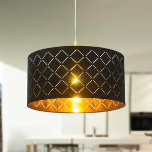 GLOBO Hängeleuchte Clark, schwarz/goldfarben, Ø 40 cm günstig