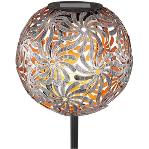 LED-Solarleuchte 33632 mit Metallkugel, silber