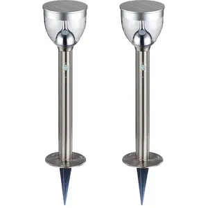 2er Set LED Solar Steckleuchte, grau, 2-Stufen, Bewegungsmelder, H 55 ...