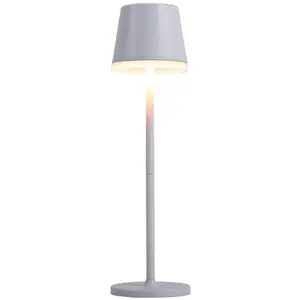 LED Solarleuchte, Tischlampe, Metall, Weiß, IP44, H 41 cm