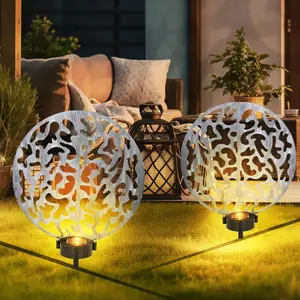 2er Set LED Solar-Steckleuchte, Lichteffekt, antik silber, H 41 cm