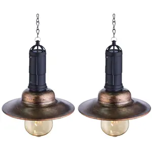 2x LED Solar Hängeleuchte Metall dunkel, Glas, H 50 cm