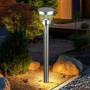 LED Solar Steckleuchte, Edelstahl, Bewegungsmelder, H 95 cm
