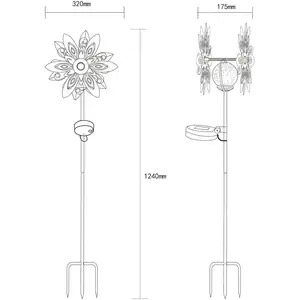 LED-Solarleuchte 36578S, Erdspieß, silber/schwarz, Metall