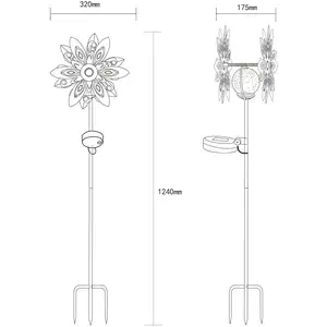 LED-Solarleuchte 36578, Erdspieß, rostbraun, Metall, Glas