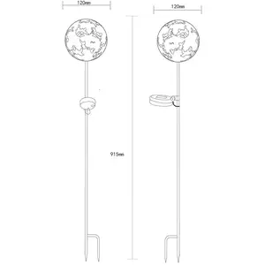 LED-Solar-Erdspießleuchte 36747, Kugel, rostbraun, Metall