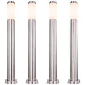 4er Set RGB LED Stehleuchten, Edelstahl, opal, H 80 cm