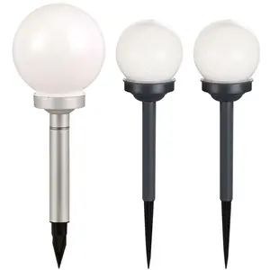 3er Set Solarlampen, Kugelleuchten, Erdspieß, LED