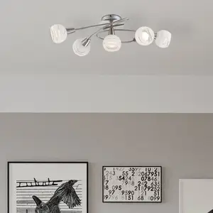 GLOBO Deckenlampe Elliott, Länge 62 cm, nickel matt, Metall/Glas günstig
