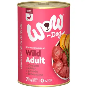 Wow Dog Nassfutter Mit Hirsch Für Ausgewachsene Hunde 400g