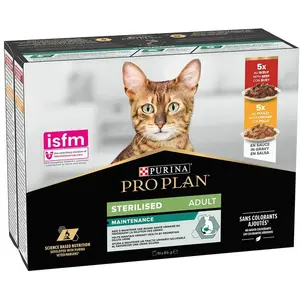 Purina Pro Plan Multi Sterilisiert Rind Und Huhn Katzensnack 85g 10 Ei...